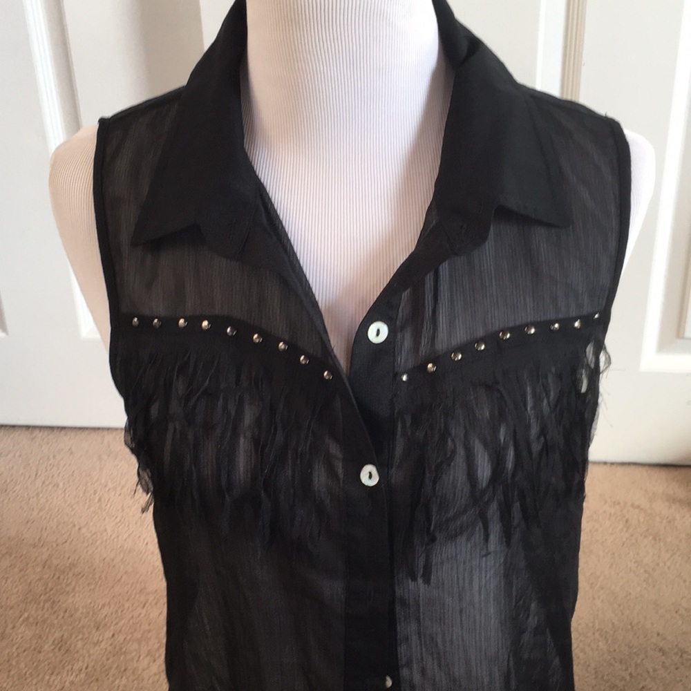 Cute Living Doll Black Sheer Sleeveless Blouse